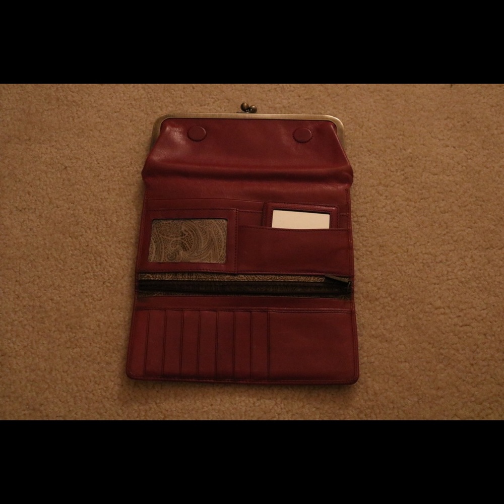 Cranberry leather hobo wallet- Black Friday sale!